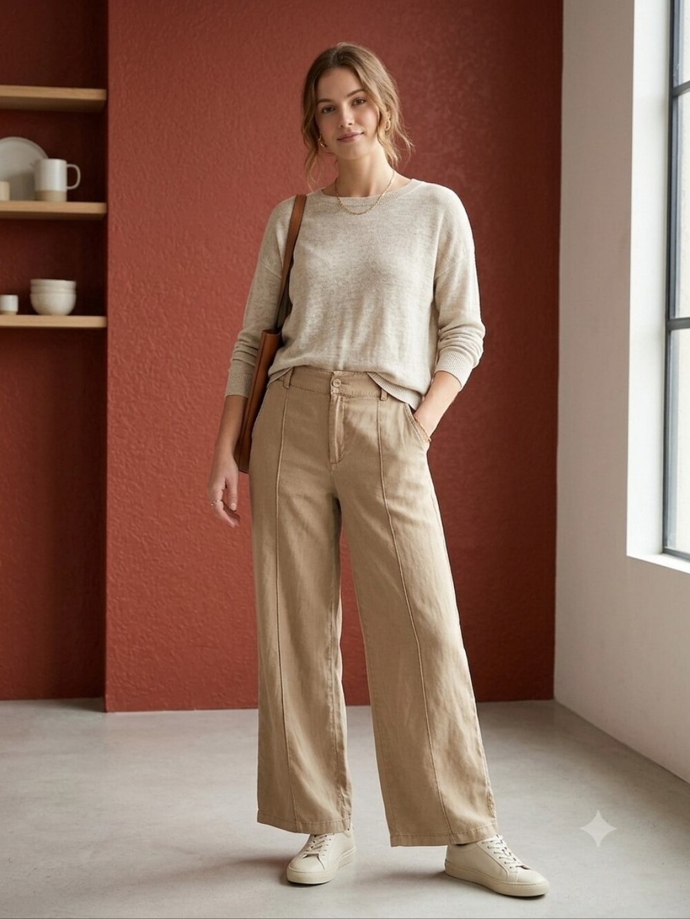 Everyday Wide-Leg Pants in Tan